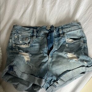 Garage Light Blue Distressed Jean Shorts